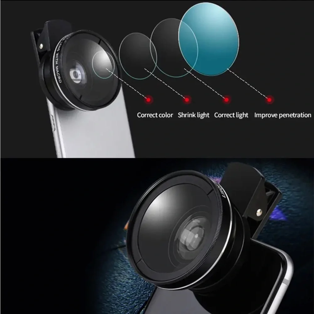 Macro HD Camera Lens 2 in 1 Mobile Phone 0.45 Times Ultra Wide Angle 12.5 Times